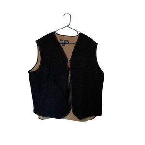 Woolrich Mens Charcoal Sleeveless Sherpa Lined Wool Blend Full Zip Vest XL